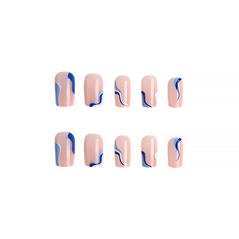 Trendy artificial nails with abstract wave pattern Stornfield
