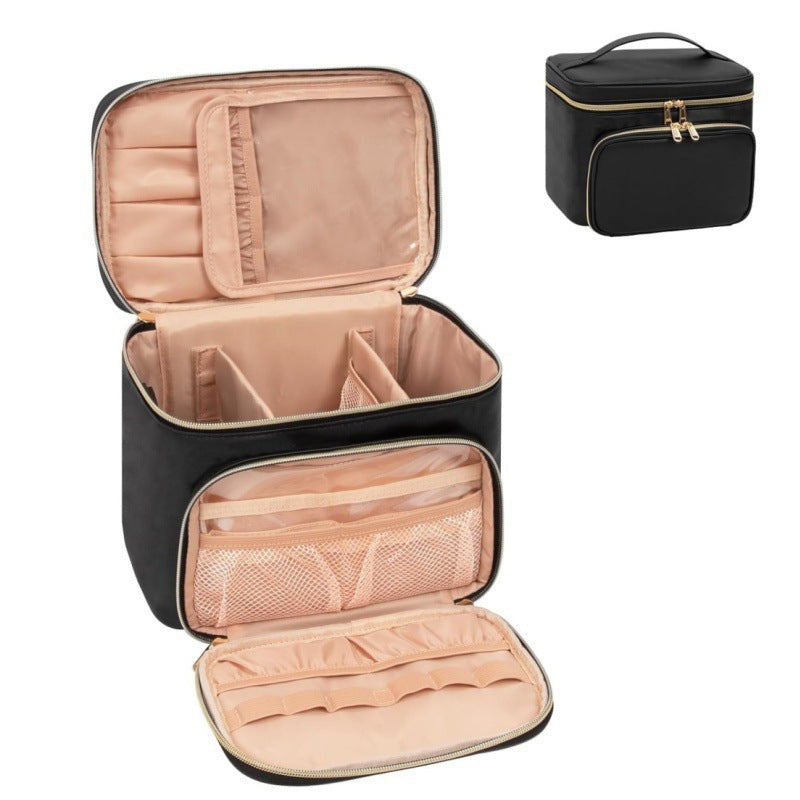 Cosmetic organizer bag with multiple compartments and insulating interior Stornfield
