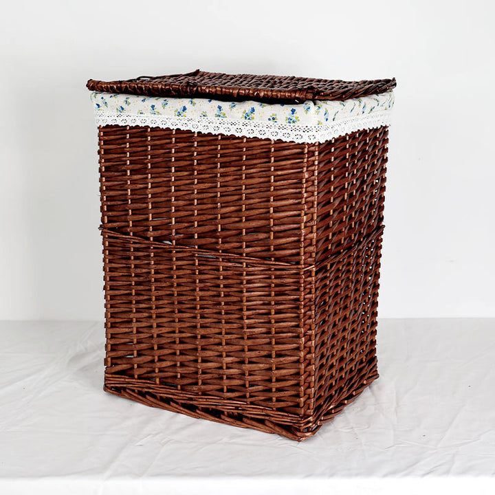 Women's laundry basket with decorative fabric cover and practical lid Stornfield