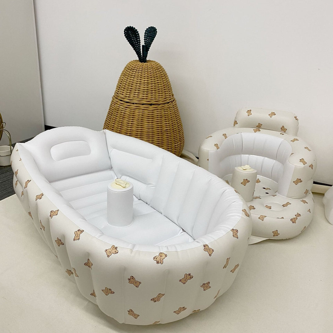 Inflatable Portable Baby Bathtub with Headrest and Built-In Cup Holder