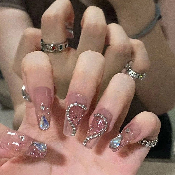 Elegant Rhinestone Accent Press-On Nail Set Stornfield