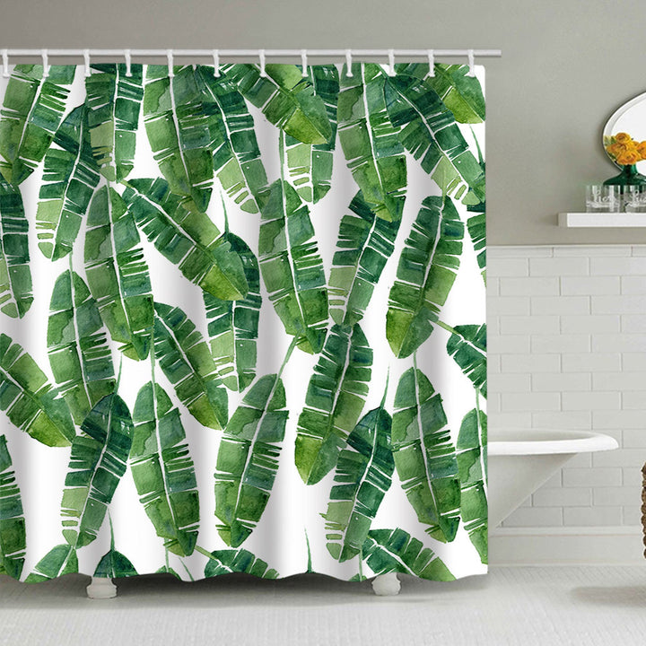 Tropical Leaf Print Shower Curtain Stornfield