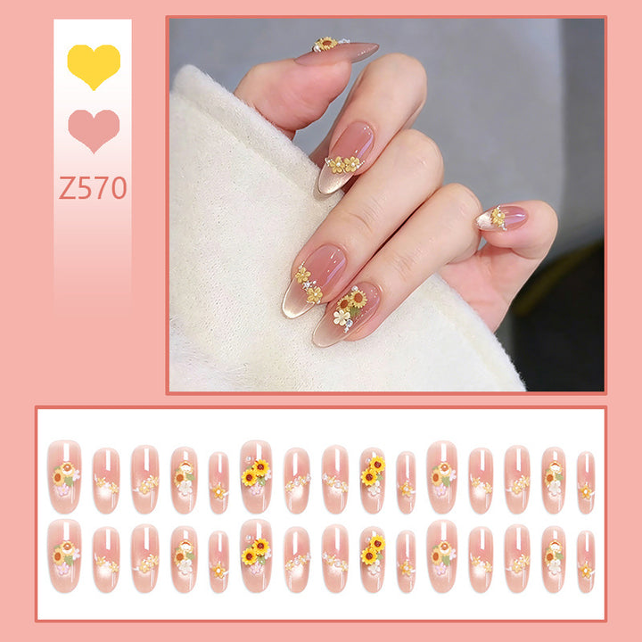 Artificial Nail Set with Luxurious Floral Decorations Stornfield