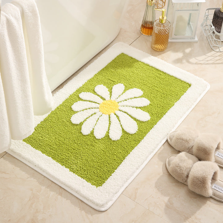Floral Patterned Plush Bath Mat Stornfield