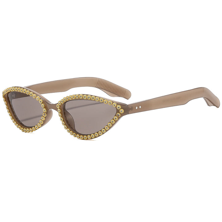 Ladies Glamorous Cat-Eye Sunglasses with Sparkling Flower Accents Stornfield