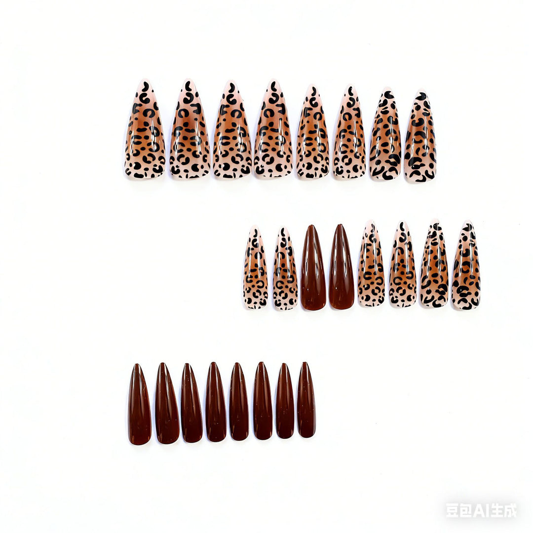 Artistic Stiletto Nail Extensions with Leopard Design Stornfield