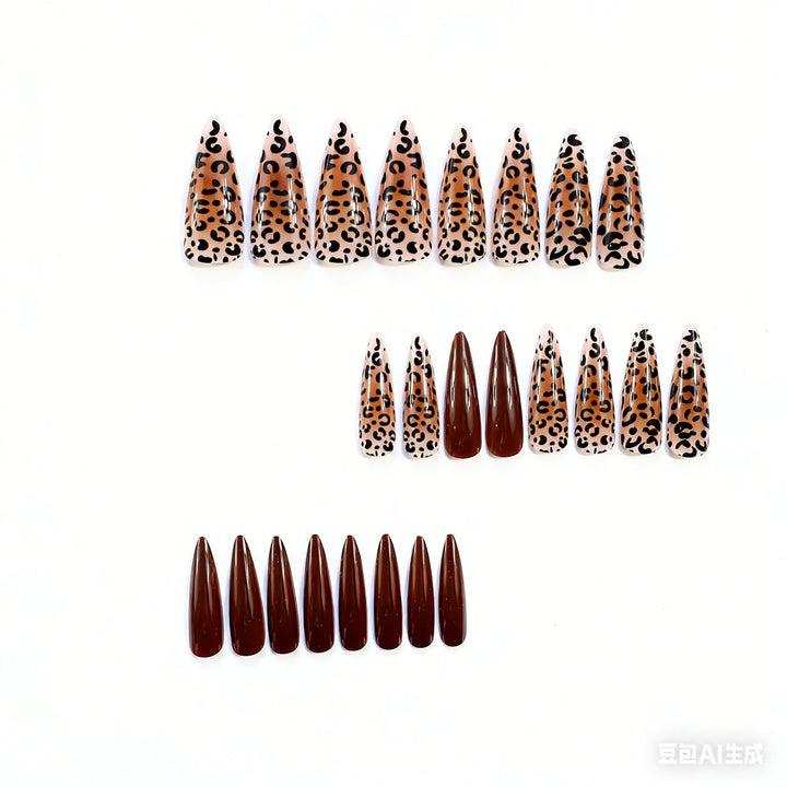 Artistic Stiletto Nail Extensions with Leopard Design Stornfield