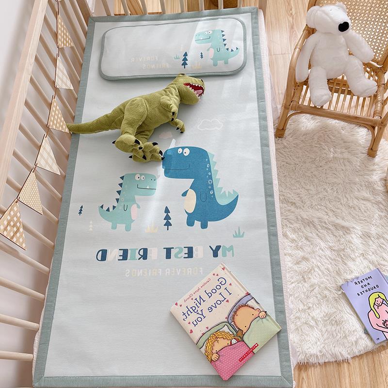 Padded baby crib mattress with good night print, non-slip bottom and wipeable cover