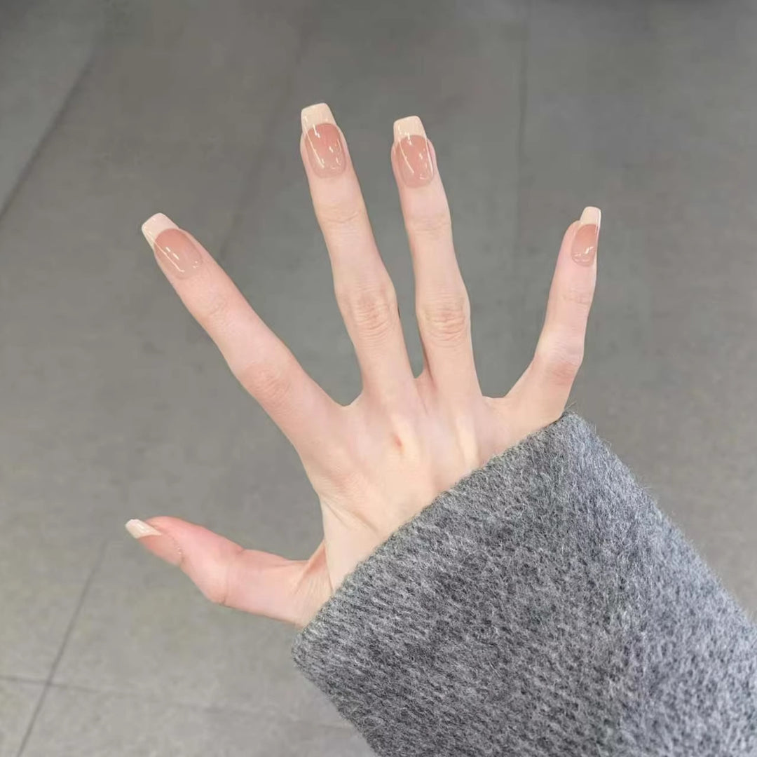 Glossy French Tip Press-On Nails