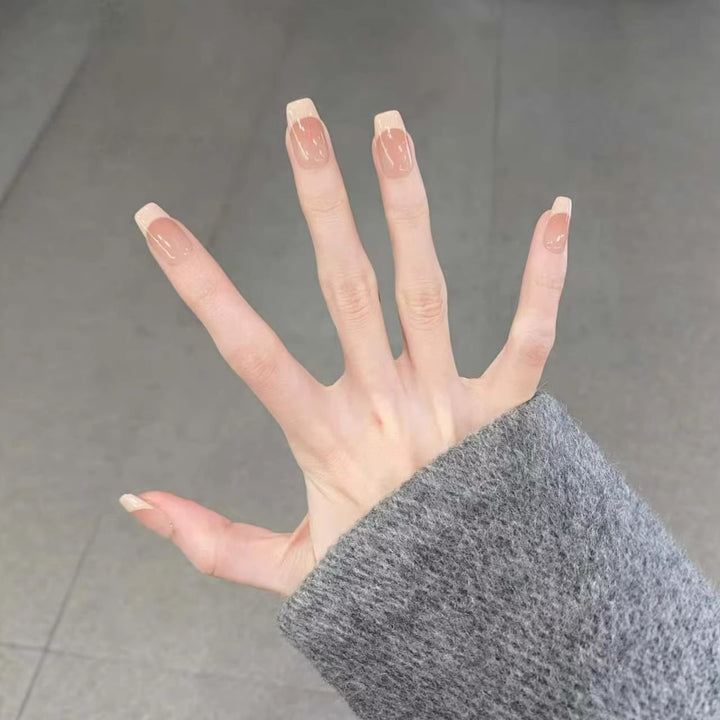 Glossy French Tip Press-On Nails