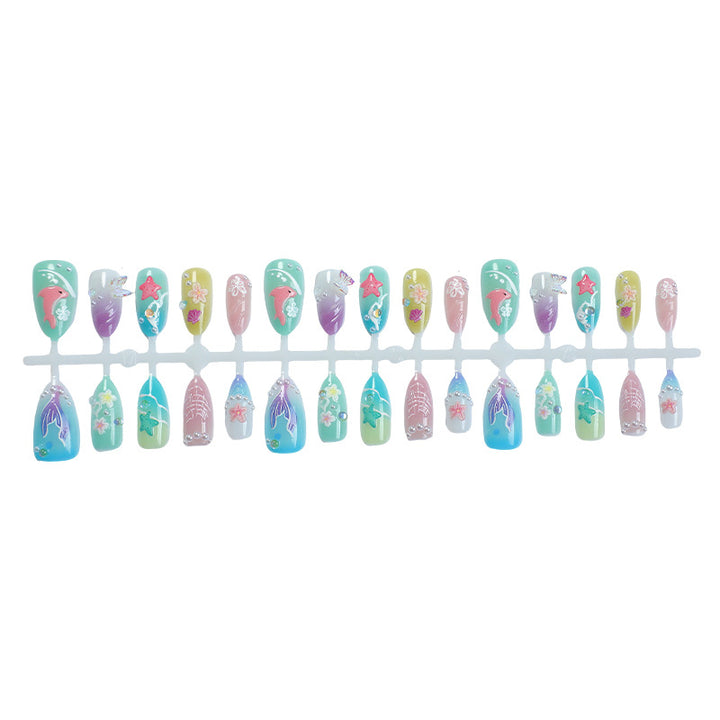 Artistic Underwater-Themed Press-On Nails Stornfield