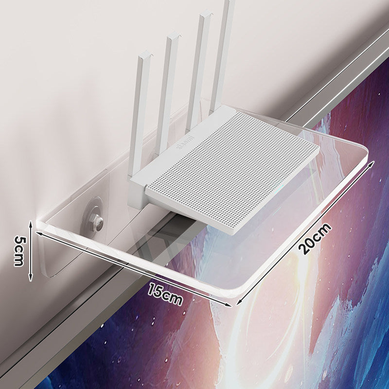 Clear Acrylic TV-Edge Corner Shelf for Small Plants and Remote Organizer