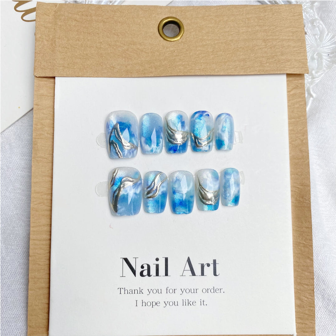 Ocean-Inspired Decorative Press-On Nail Set