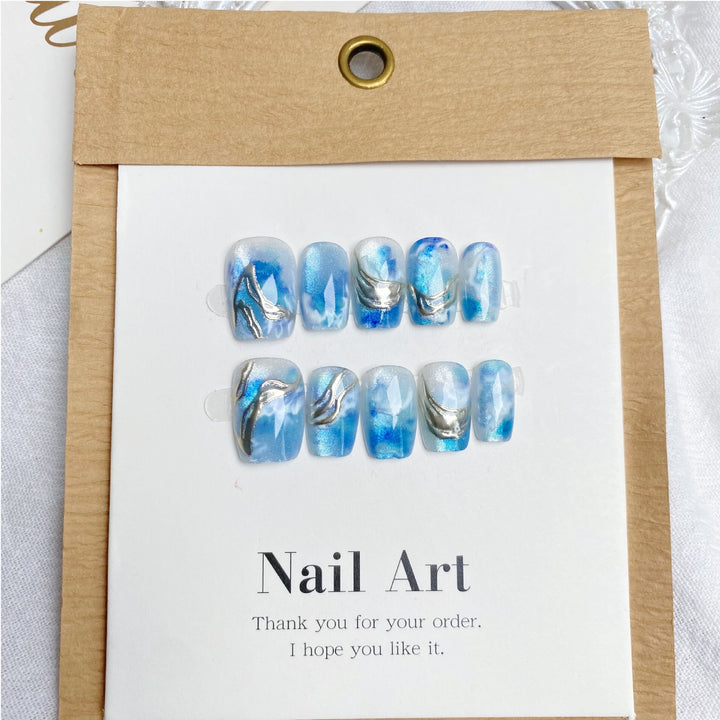 Ocean-Inspired Decorative Press-On Nail Set
