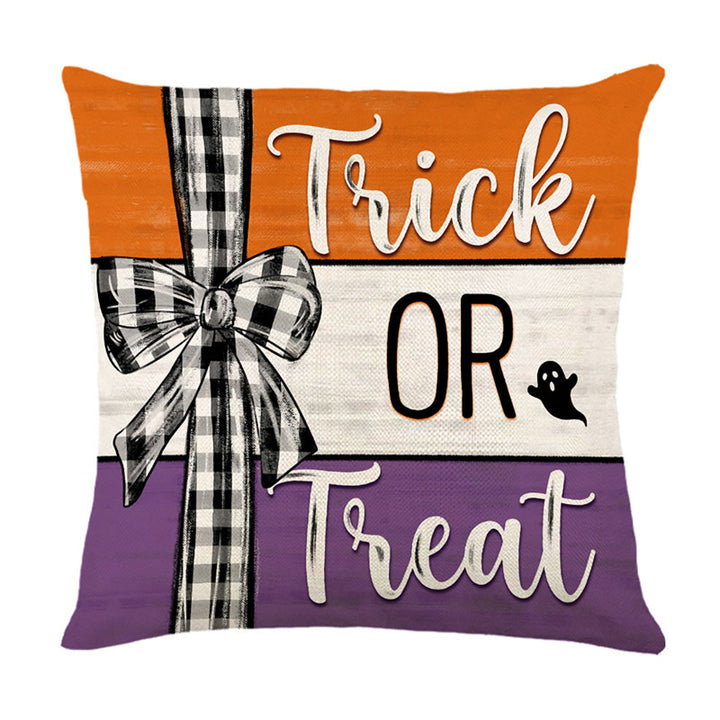 Halloween Ghost Cotton-Linen Square Throw Pillow Covers Set with Hidden Zipper