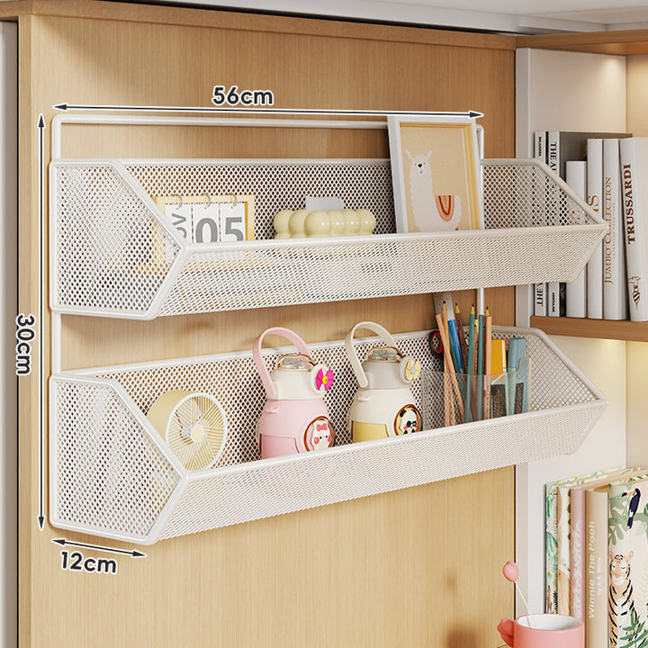 Mesh Hanging Wall Storage Basket Shelf with Over-Cabinet Hook and Ventilated Steel Design
