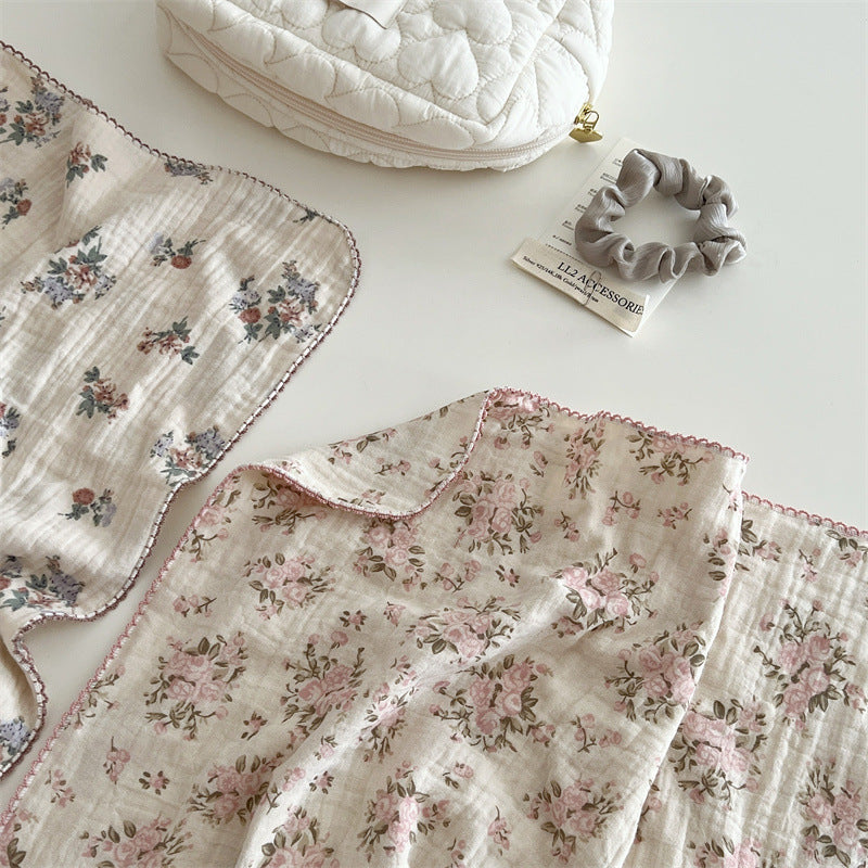 Unisex Cotton Muslin Blanket with Floral Design and Ruffle Details Stornfield