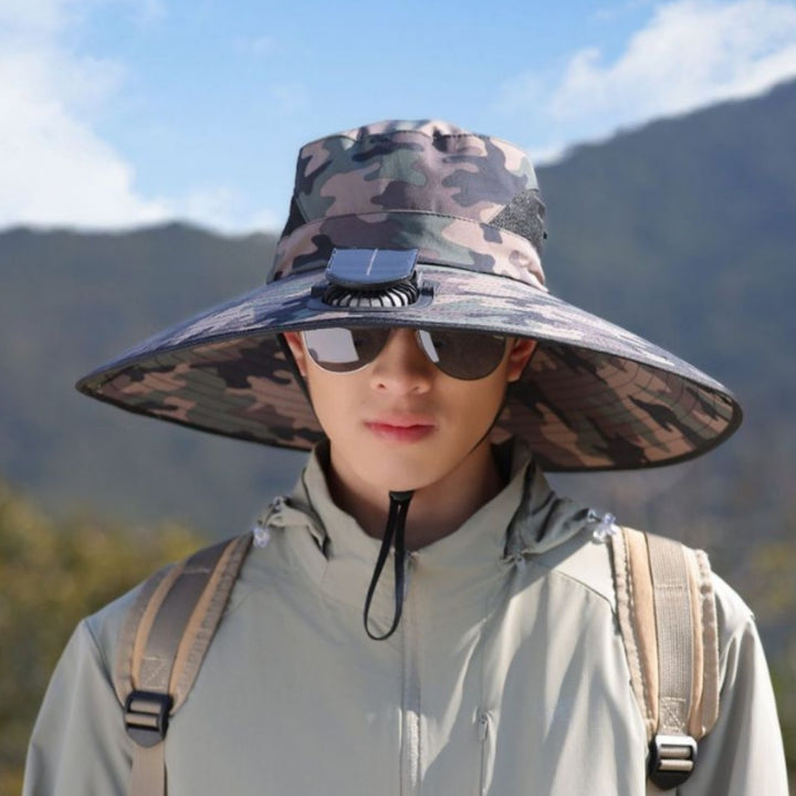 tactical fishing hat with wide brim, mesh ventilation and adjustable chin strap Stornfield