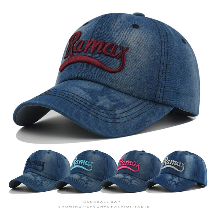 Men's Distressed Denim Embroidered Baseball Cap Stornfield