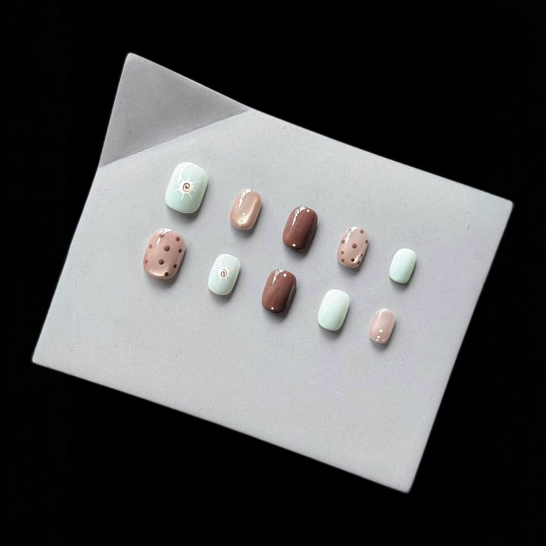 Decorative Press-On Nail Set with Unique Artistic Designs