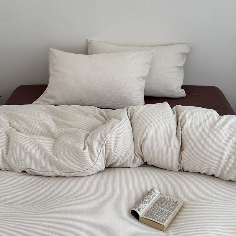 Breathable duvet cover and pillow set made of cotton-linen with fine texture