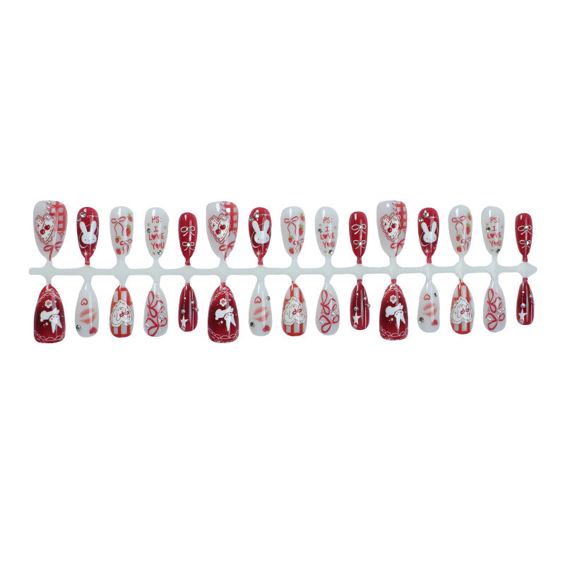 Nail art set with cute bunny and heart designs Stornfield