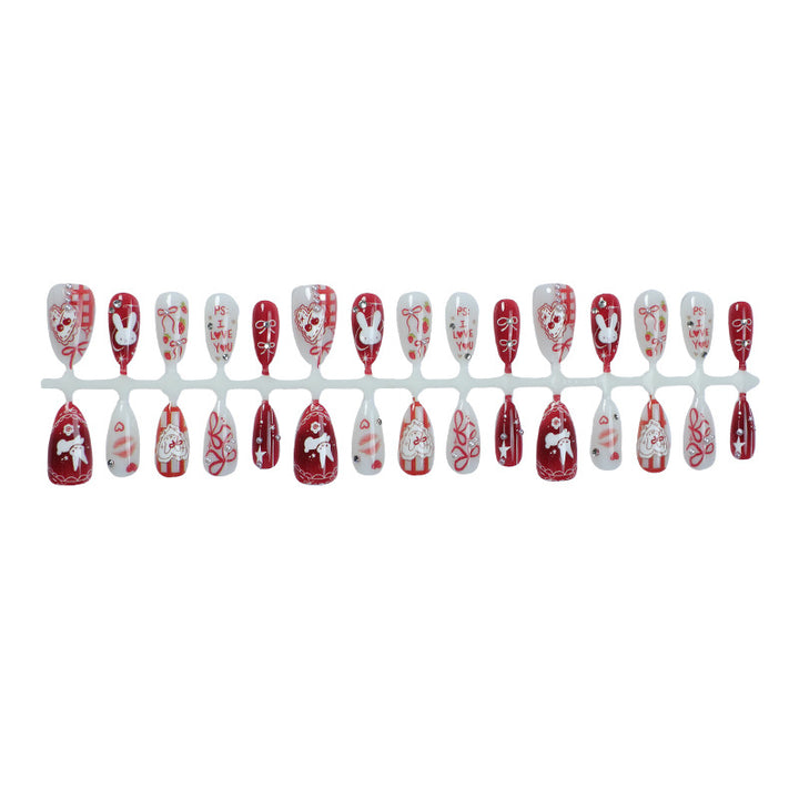 Nail art set with cute bunny and heart designs Stornfield