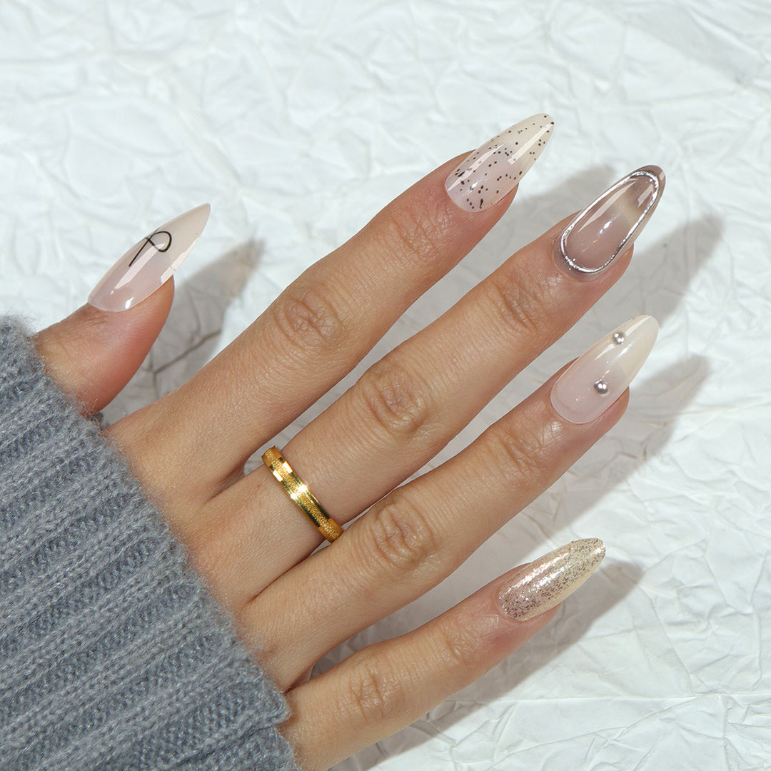 Premium Stiletto Press-On Nails with Glitter and Rhinestone Accents Stornfield