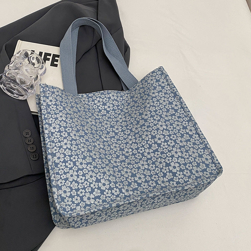 Floral Print Canvas Tote Bag