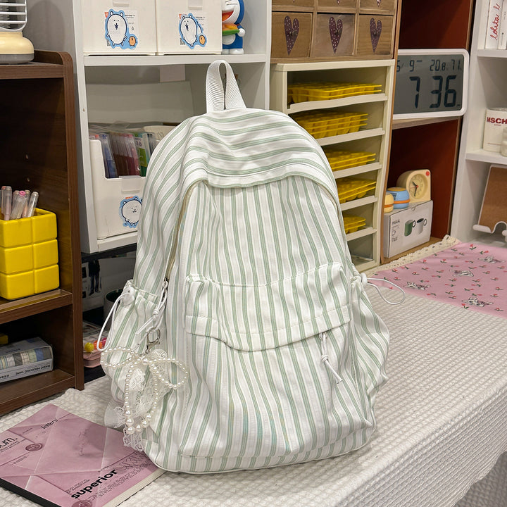 Chic Striped Canvas Backpack Stornfield