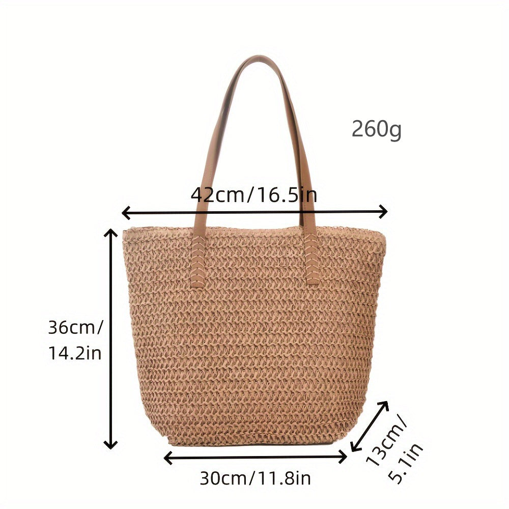 Braided shopping bag with high-quality leather handles Stornfield