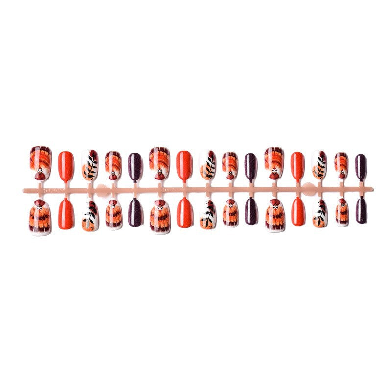 Artistic Thanksgiving-Themed Press-On Nail Art Set