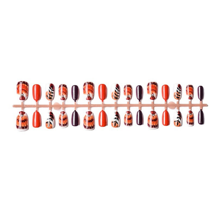Artistic Thanksgiving-Themed Press-On Nail Art Set