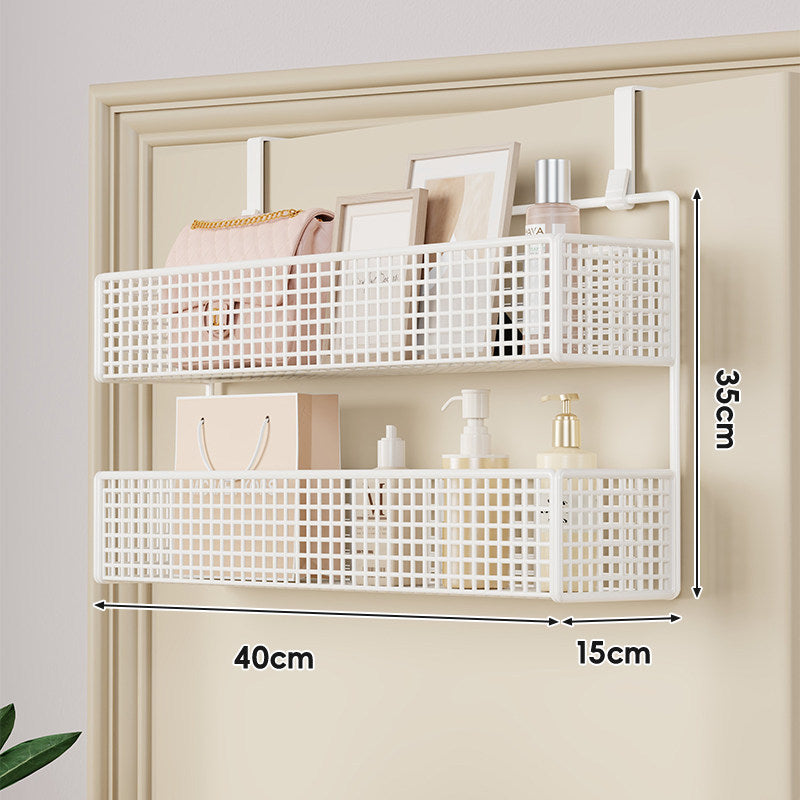 Over-Door Double-Tier Grid Hanging Storage Basket