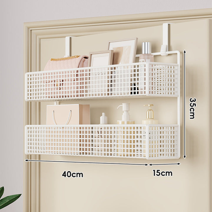 Over-Door Double-Tier Grid Hanging Storage Basket