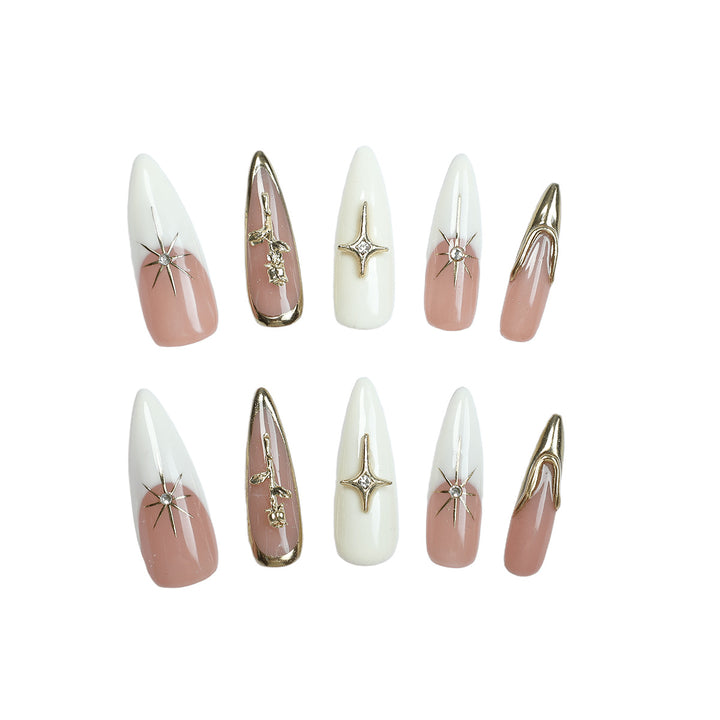 Artificial nail set with elegant 3D decorations and luxurious accents Stornfield