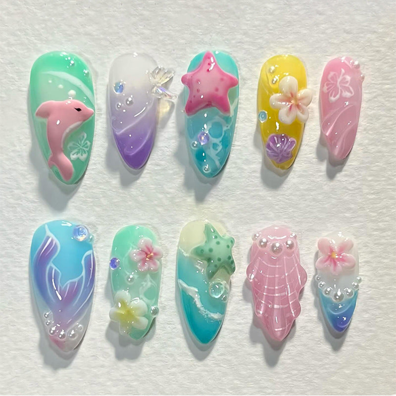 Artistic Undersea Press-On Nails