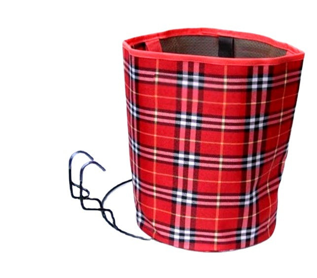 plaid climbing chalk bag with fleece lining brush holder and waist belt Stornfield