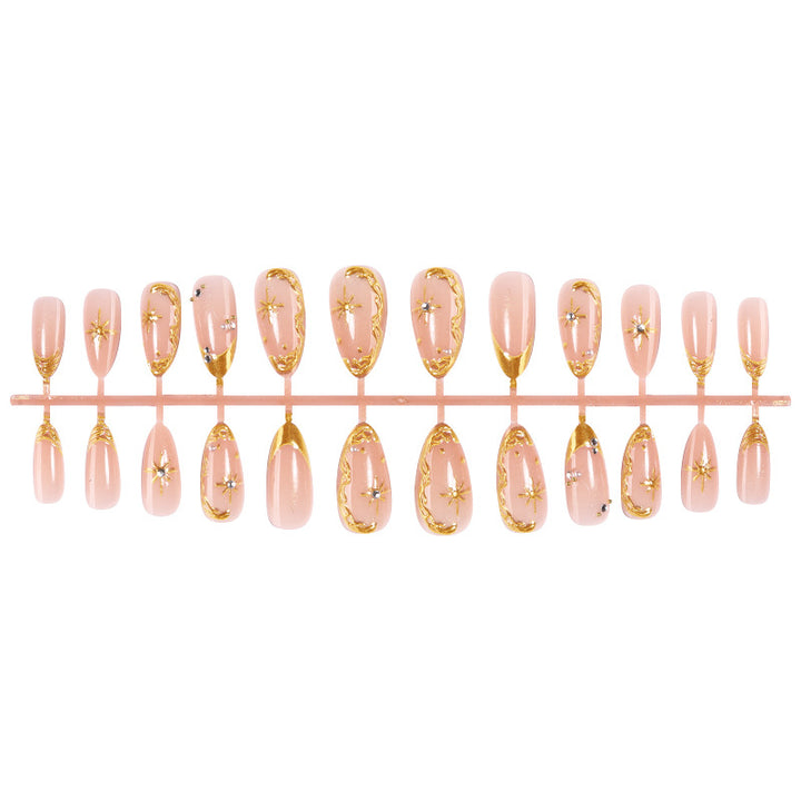Decorative Press-On Nail Art Set with Gold Accents Stornfield