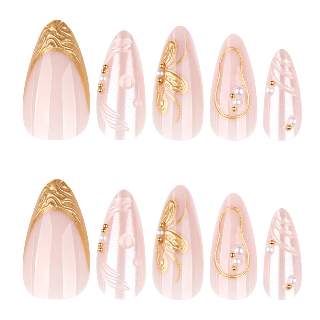 Elegant artificial nails with flower and glitter accents Stornfield