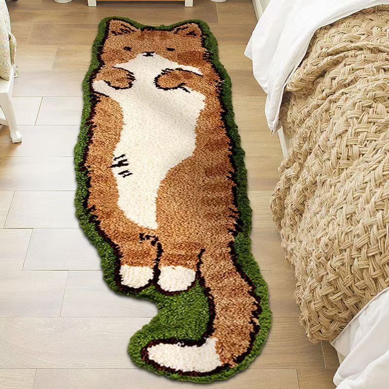 Novelty Plush Cat-Shaped Floor Rug Runner