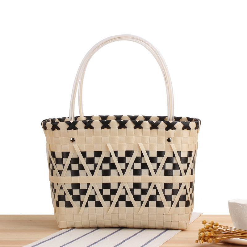 Tote bag with modern check pattern and sturdy carrying straps Stornfield