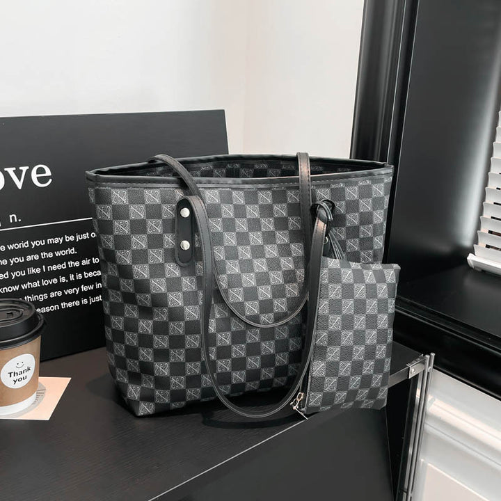 Checked Canvas Tote Bag