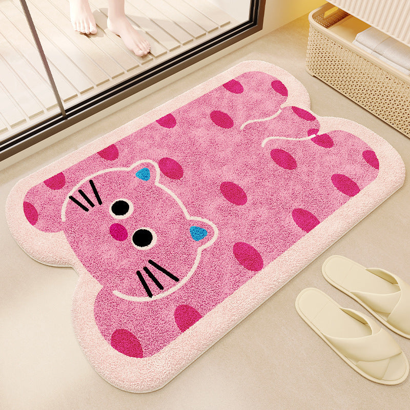 Cartoon Bear-Shaped Plush Bath Rug for Bathroom