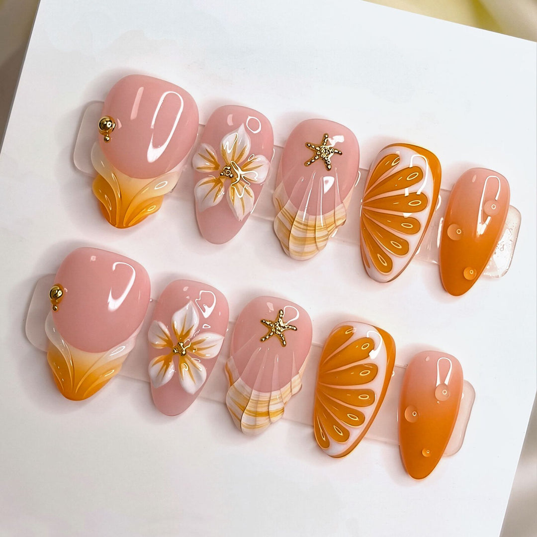 Artistic Sea-Inspired Press-On Nail Art Set Stornfield