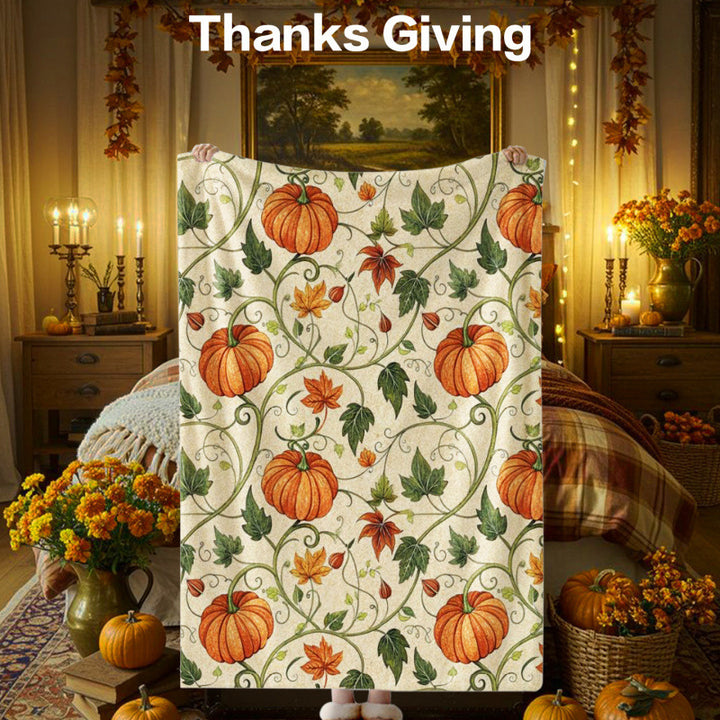 Thanksgiving-Themed Cozy Fleece Blanket