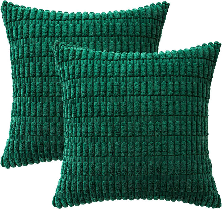 Textured Chenille Square Throw Pillow Cover Pair with Raised Grid Tufting