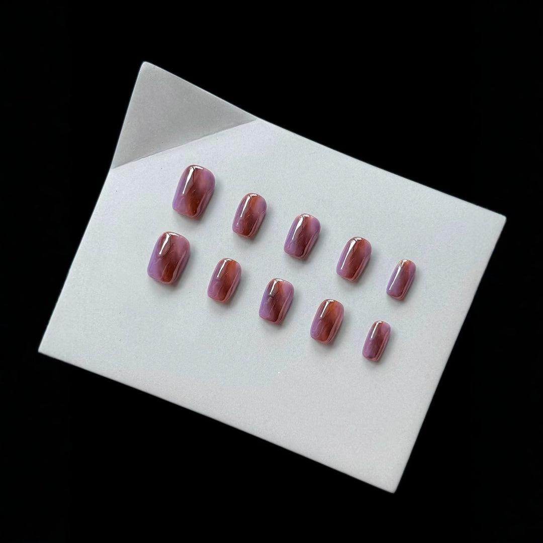 Premium Press-On Nail Art Set with Marble Design