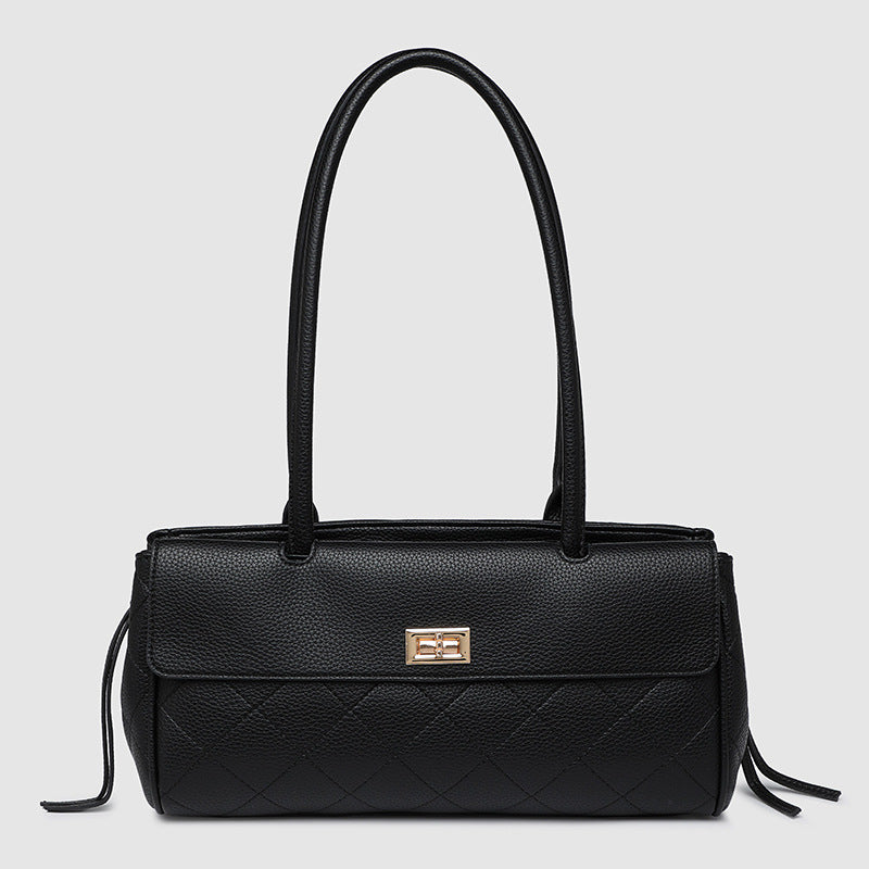 Stylish Straw and Leather Handbag
