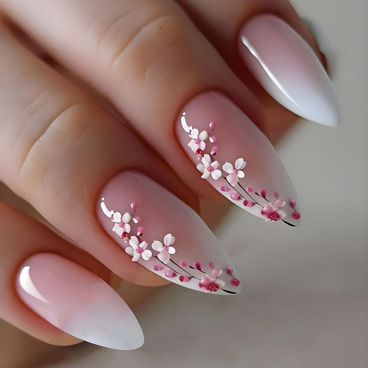 Elegant Floral Acrylic Nail Enhancements Stornfield 1789916018